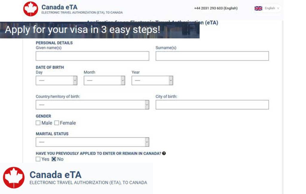 canada visa tourist form
