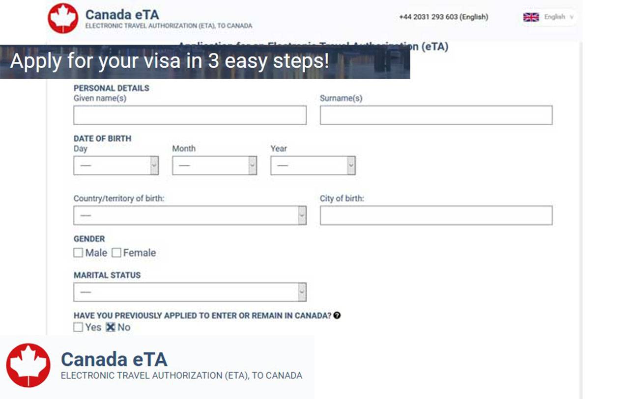 Sample of Canadian Visa Application Form, Online eTA Visa